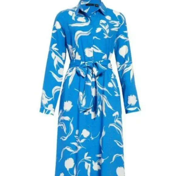 halogen shirt dress Halogen Satin Long Sleeve Shirt Dress V Neck Size M, Black